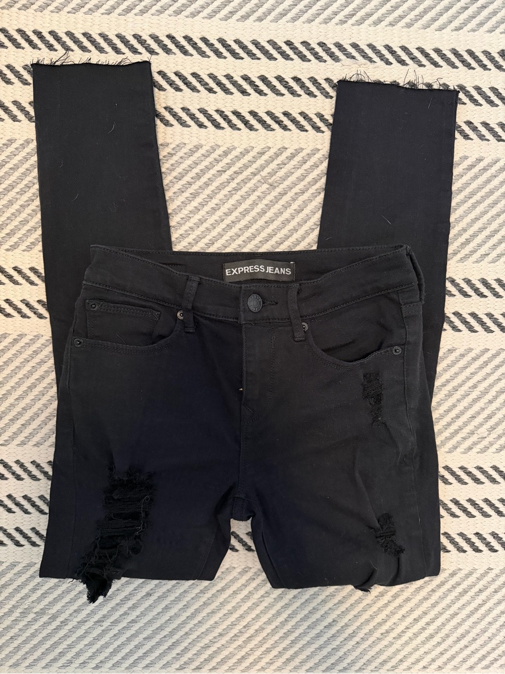 Express Black Distressed Skinny Jeans